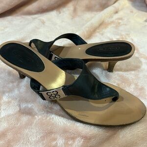 COACH Allure black leather sling sandals